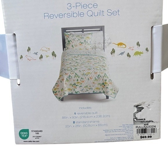 The Big One Kids Dinosaur Reversible Quilt Set Queen/Full & Full Sheets NWT - Picture 4 of 14